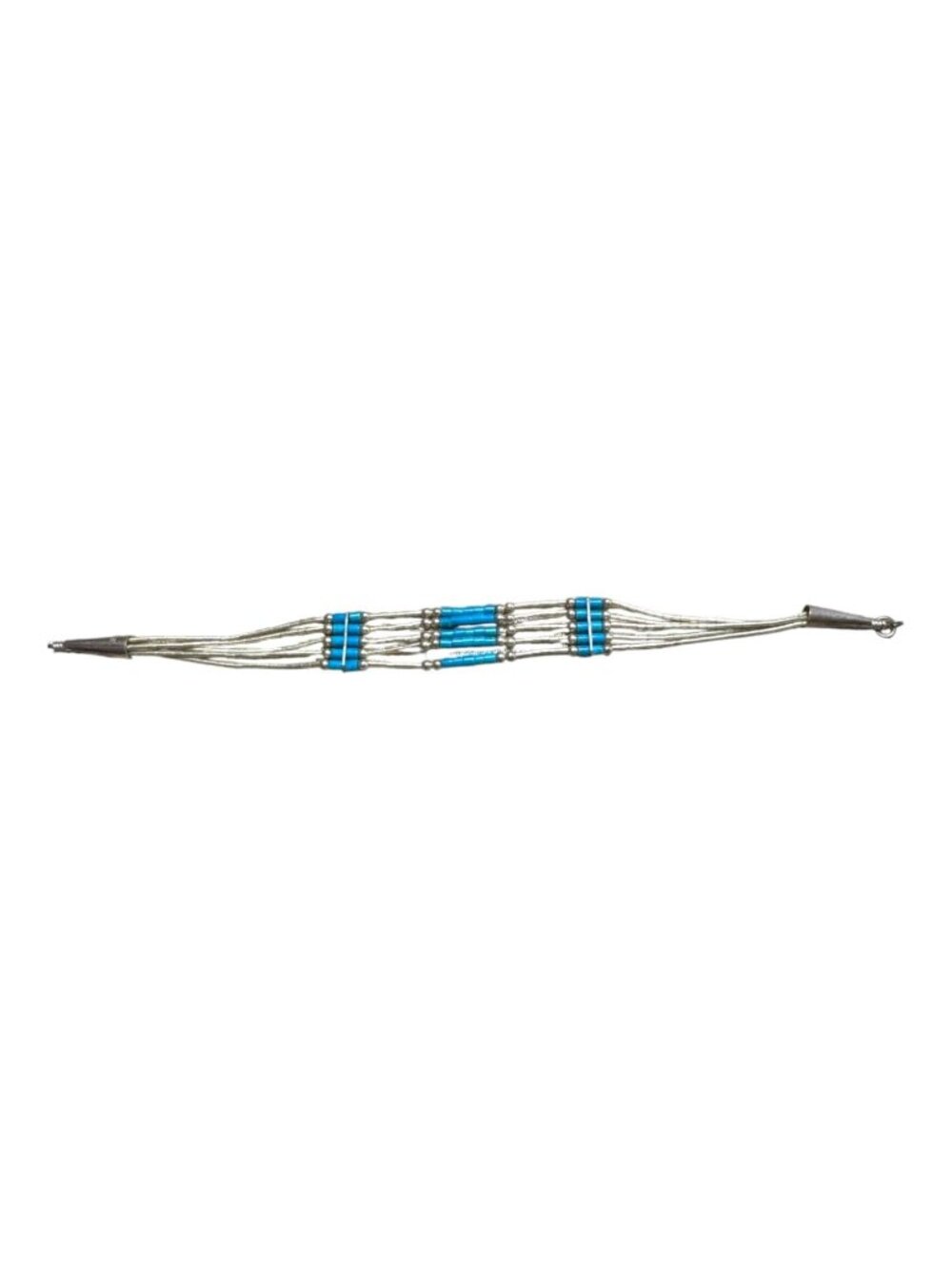 Turquoise & Silver-Tone Multi-Strand Beaded Bracelet For Women - Adjustable Size